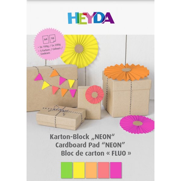 Blok kartonpapier - 10 pagina\\\'s neonkleuren