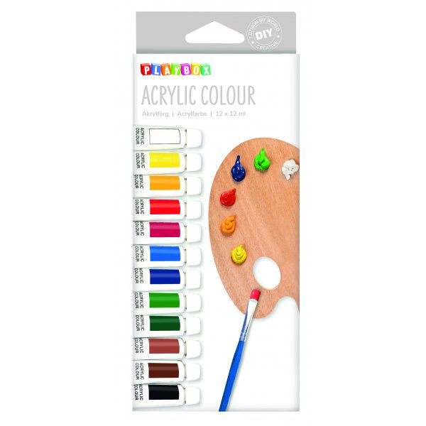 Acrylverfset verschillende kleuren - 12 x 12 ml Acrylverfset verschillende kleuren - 12 x 12 ml
