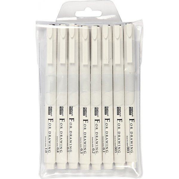 Fine Line schrijf-/tekeninkt - zwart - 8 st Fine Line schrijf-/tekeninkt - zwart - 8 st