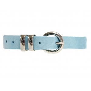 Damesriem 20 mm in geborsteld kalfsleer - Turquoise - 85 cm Damesriem 20 mm in geborsteld kalfsleer - Turquoise - 85 cm