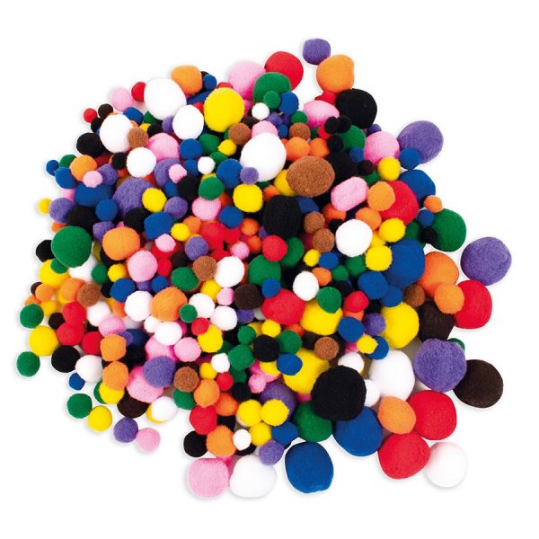 Pompons 525 stuks gemengd