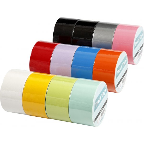 Ducttape - gemengde kleuren - 12 x 5 m Ducttape - gemengde kleuren - 12 x 5 m