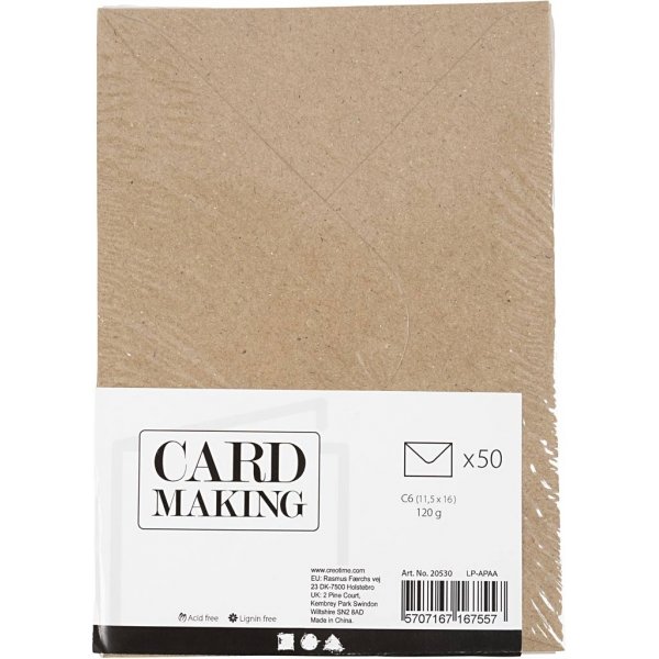 Gerecyclede envelop - naturel - 11,5 x 16 cm - 50 st