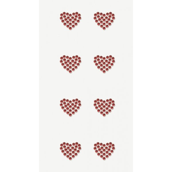 Stickers met strasssteentjes - Hart - rood