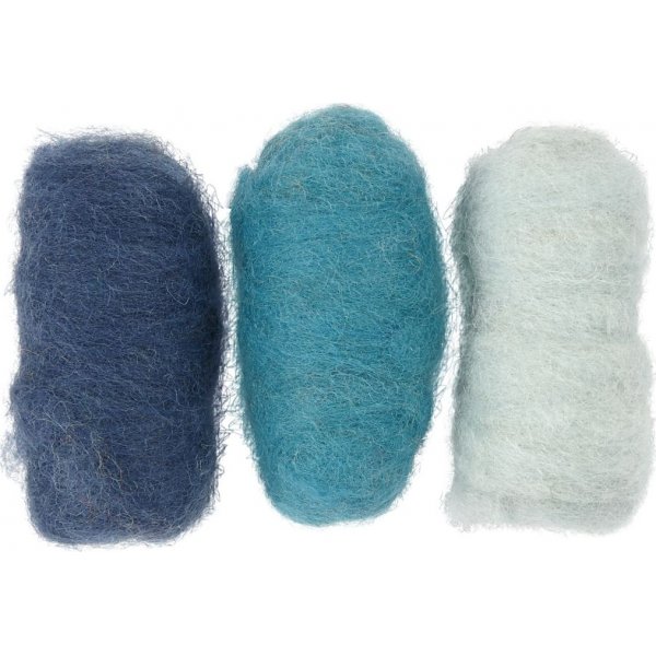 Gekaarde Wol - blauwe harmonie - 3 x 10 gr