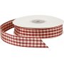 Geruit lint - oud rood/wit - 25 meter