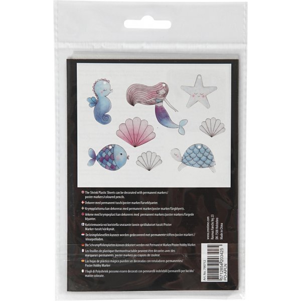 Krimpfolie met motief - mat transparant - Zeemeermin - 4 vellen Krimpfolie met motief - mat transparant - Zeemeermin - 4 vellen