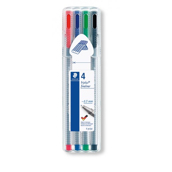 Fineliners Triplus 0,3 mm - 4 stiften