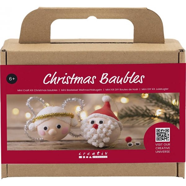 Mini DIY Kit Kerstboomballen - Kerstman en engel