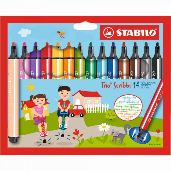 Vezelpennen Trio Scribbi - 14-pack