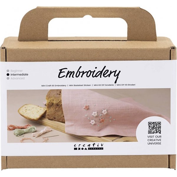 Mini DIY Kit Borduren - stoffige roos - Stoffen servet