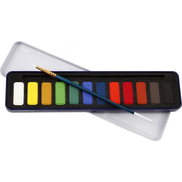 Aquarelset - gemengde kleuren - 12 st