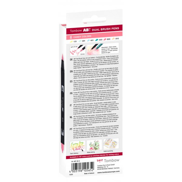 Tombow ABT Dual Brush Pen Candy 6-pack Tombow ABT Dual Brush Pen Candy 6-pack