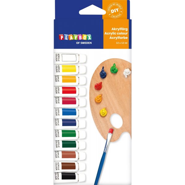 Acrylverfset verschillende kleuren - 12 x 12 ml