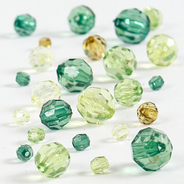Harmony kunststof facetkralen - gemengd - groen - 45 gr Harmony kunststof facetkralen - gemengd - groen - 45 gr