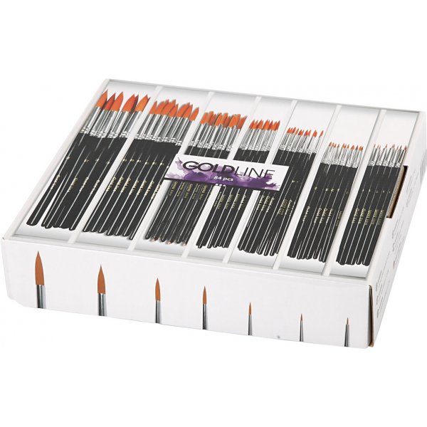 Gold Line penselen - nr. 1+2+4+8+12+18+22 - rond - 7 x 12 stuks Gold Line penselen - nr. 1+2+4+8+12+18+22 - rond - 7 x 12 stuks