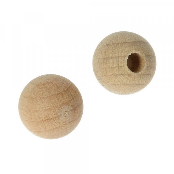 Onbehandelde houten balletjes met halve gaten - 6mm 15 stuks
