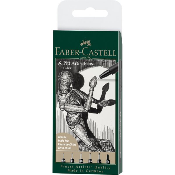 Tekenpennenset - Faber-Castell - Pitt Artist - Kleur 199 - 6 pennen