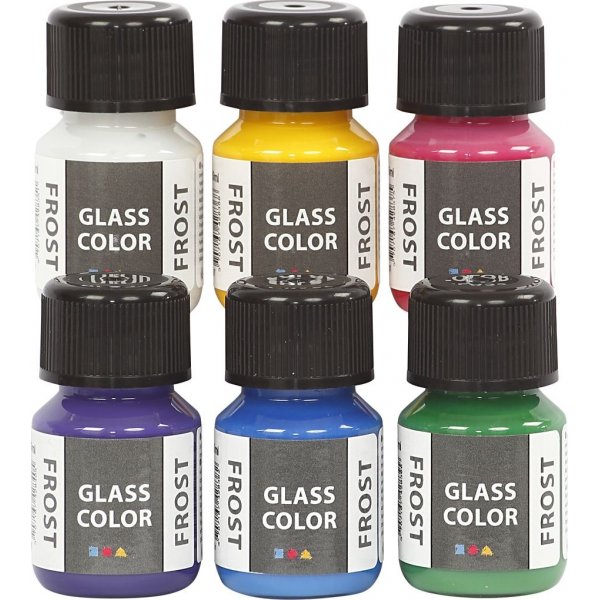 Glaskleur frost - gemengde kleuren - 6 x 30 ml
