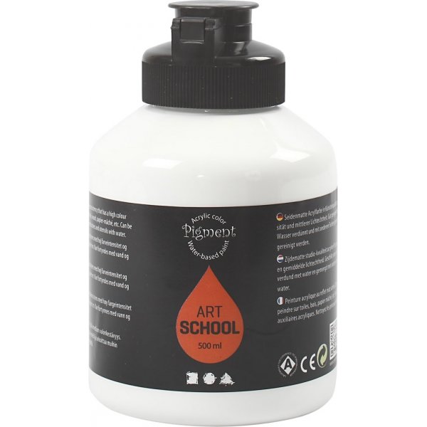 Pigment Art School - wit - halfglans - dekkend - 500 ml Pigment Art School - wit - halfglans - dekkend - 500 ml