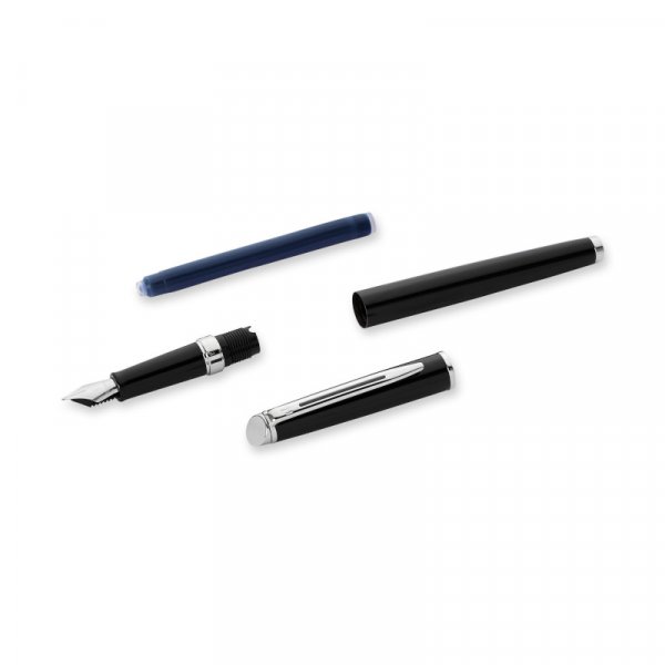 Balpen Waterman Hmisphre - Zwart Chromen Rand - Medium Blauw