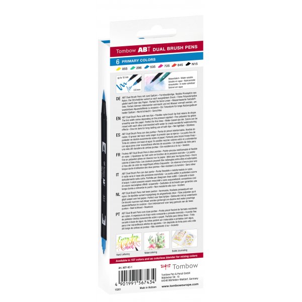 Tombow ABT Dual Brush Pen Basic 6-pack Tombow ABT Dual Brush Pen Basic 6-pack
