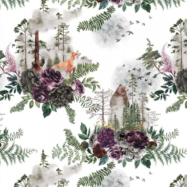 Jersey met patroon 150 cm - Wilderness sky Dusk