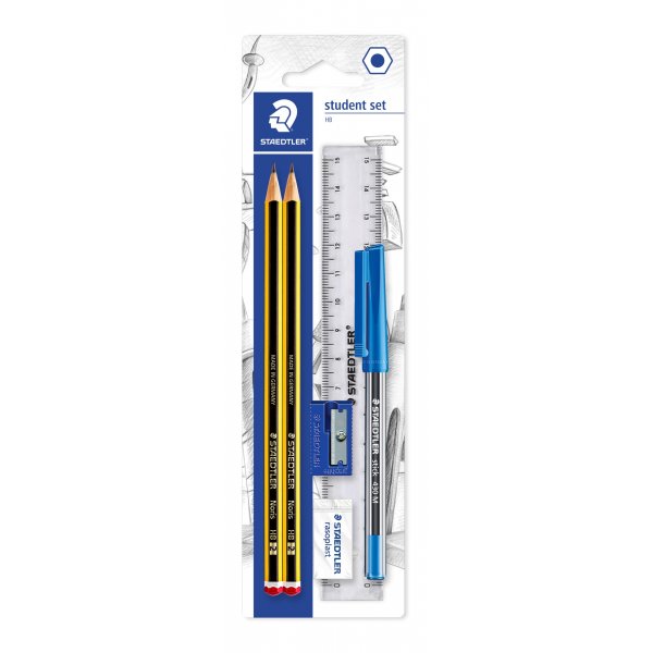 Noris potloodset met potloden, inktpen, puntenslijper, liniaal en gum - 2 pennen