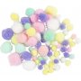 Pompons - pastelkleuren - glitter - 62 gr