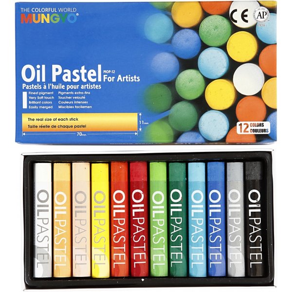 Mungyo Oliepastels - gemengde kleuren - 12 st Mungyo Oliepastels - gemengde kleuren - 12 st