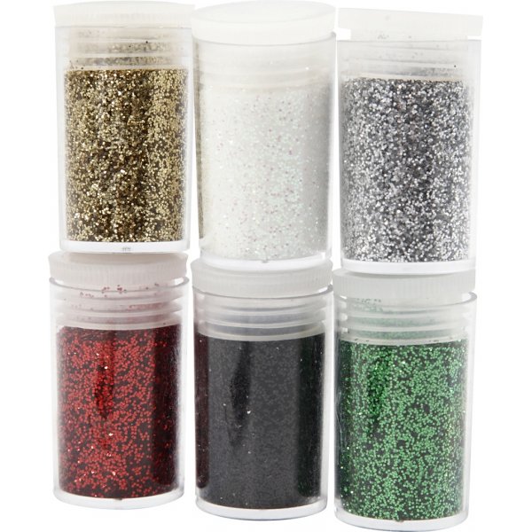 Glitter - gemengde kleuren - 6 x 5 gr Glitter - gemengde kleuren - 6 x 5 gr
