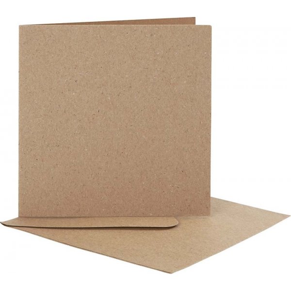 Ansichtkaart met envelop - naturel - 12,5 x 12,5 cm - 10 st