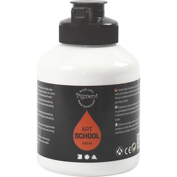 Pigment Art School - wit - halfglans - dekkend - 500 ml