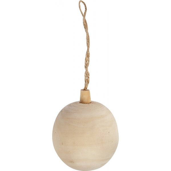 Houten kerstbal met ophanging - 6,4 cm Houten kerstbal met ophanging - 6,4 cm