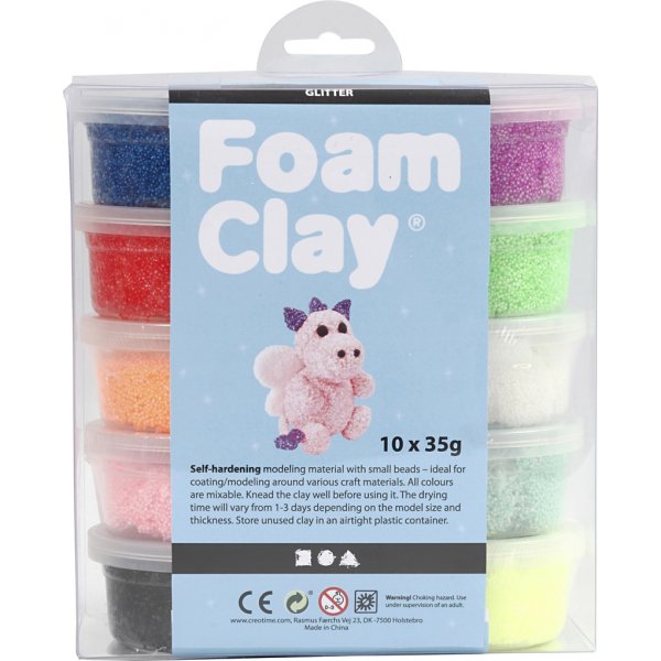 Foam Clay® - gemengde kleuren - glitter - 10 x 35 gr Foam Clay® - gemengde kleuren - glitter - 10 x 35 gr