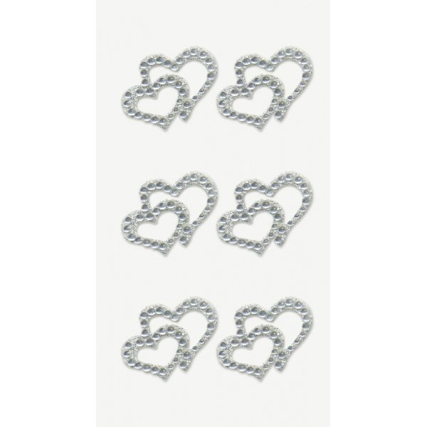 Stickers met strass steentjes - Hartjes - kristal