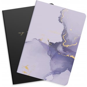 Notitieboekjes lila en zwart met lijnen - set van 2