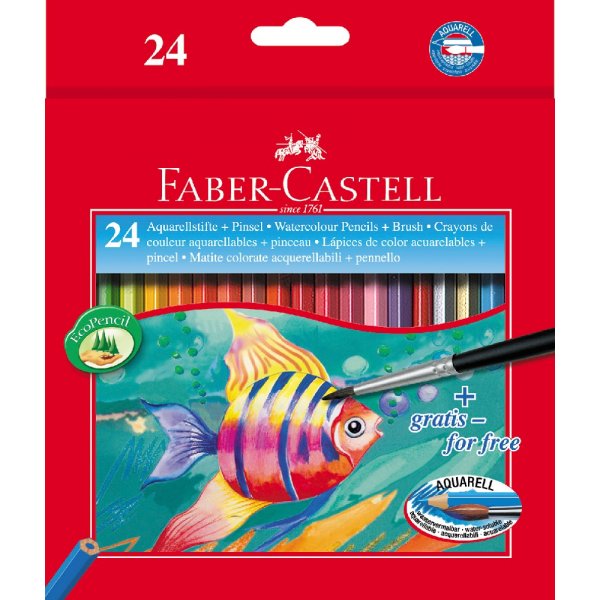Aquarelpotloden met penseel - 12 kleuren
