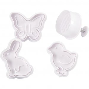 Koekjesvormen met reli�f - Paasmotief 5 cm - 4 stuks