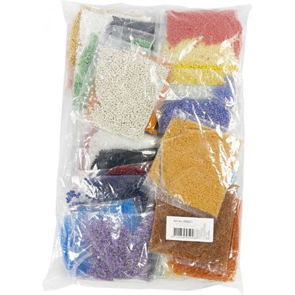 Rocaillekralen - gemengde kleuren - 32 x 100 gr Rocaillekralen - gemengde kleuren - 32 x 100 gr