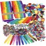 Glitter en houten stokjes - gemengde kleuren