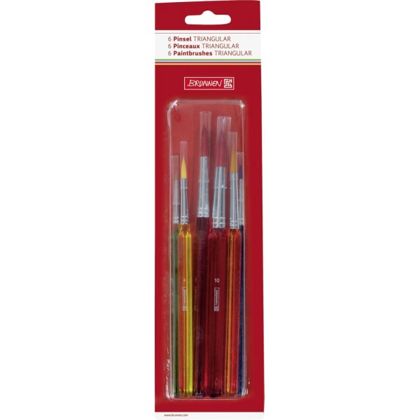 Schoolborstel driehoekig 6-pack