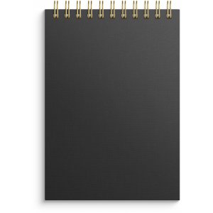 Notitieboek A6 met zwarte lijnen en spiraalbinding.