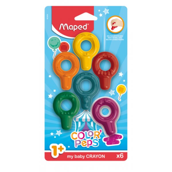 De krijtjesset - Maped - Baby plastic kleurpotloden 6-pack De krijtjesset - Maped - Baby plastic kleurpotloden 6-pack
