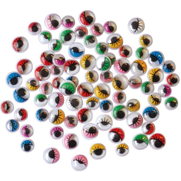 PET Ogen met wimpers, gekleurd, 140 stuks, 7,10,12,15 mm