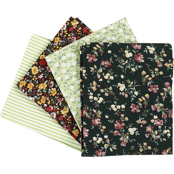 Patchworkstof - groen - 4 st Patchworkstof - groen - 4 st