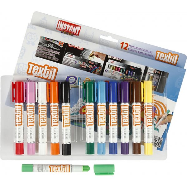 Playcolor Textielverf - gemengde kleuren - 12 st Playcolor Textielverf - gemengde kleuren - 12 st
