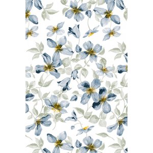 Dekzeil PVC Lelies - Wit Blauw Dekzeil PVC Lelies - Wit Blauw
