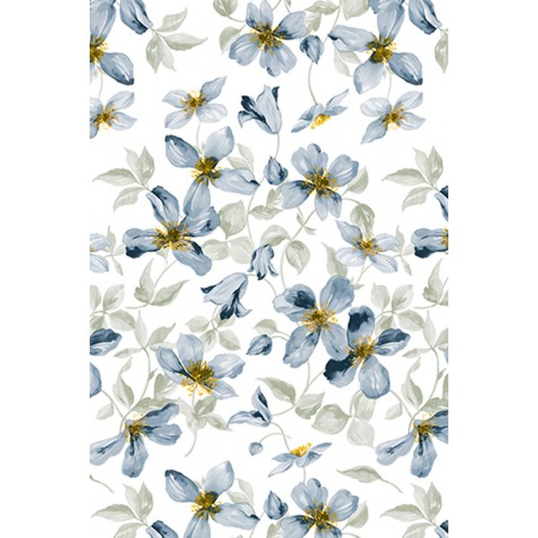 Dekzeil PVC Lelies - Wit Blauw Dekzeil PVC Lelies - Wit Blauw