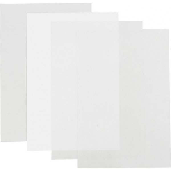 Krimpfolie - Glanzend transparant - mat transparant - Mat wit - 4 vellen